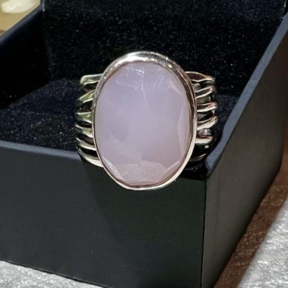 Silpada Retired Rose Quartz Faceted Abstract Statement Ring Sterling Silver 925 - Picture 8 of 15